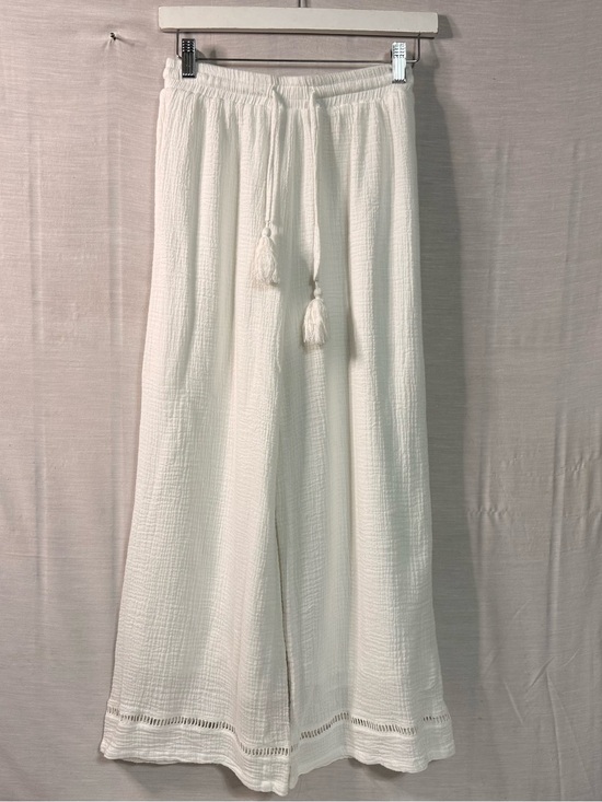 MINKPINK Pants - MINKPINK White Cotton Gauze Wide Leg Beach Pants XS